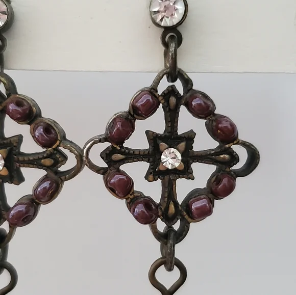 Purple stone drop earrings - Picture 6 of 8